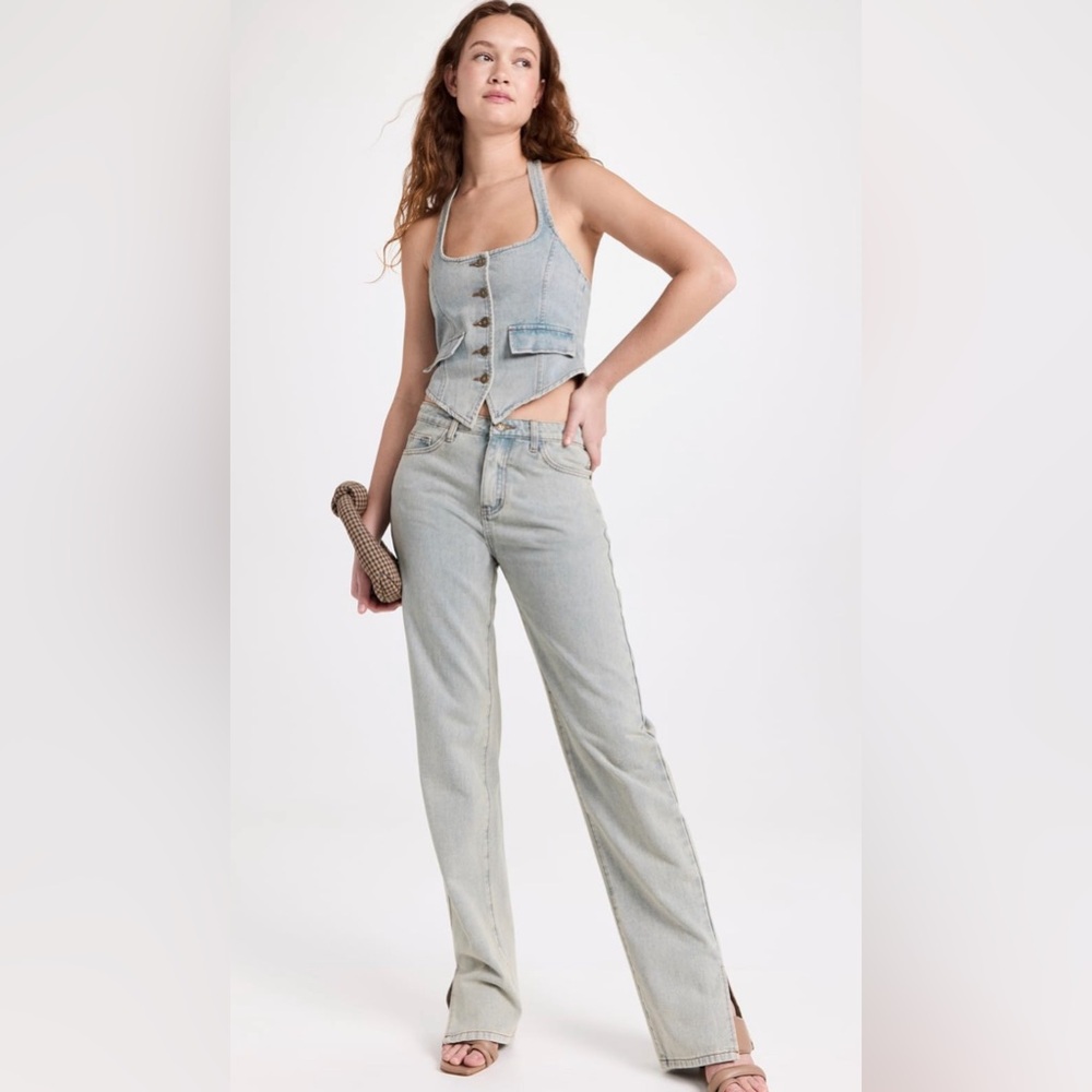 Lioness Denim Corset Halter Button Vest